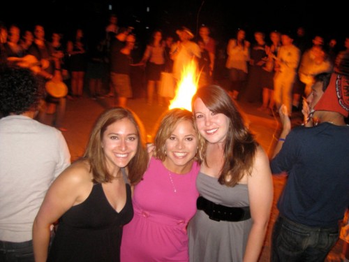 Enjoying the Havdallah Bonfire