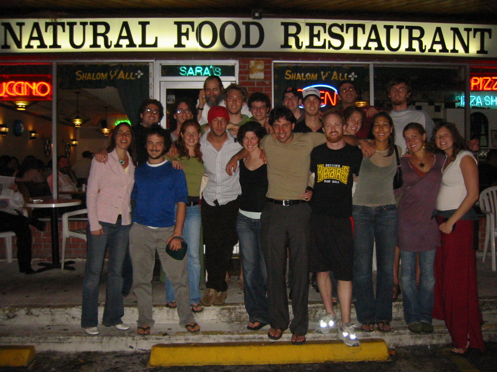 Adam Weinberg and friends in front of Sarah's (Adam back row, far left)
